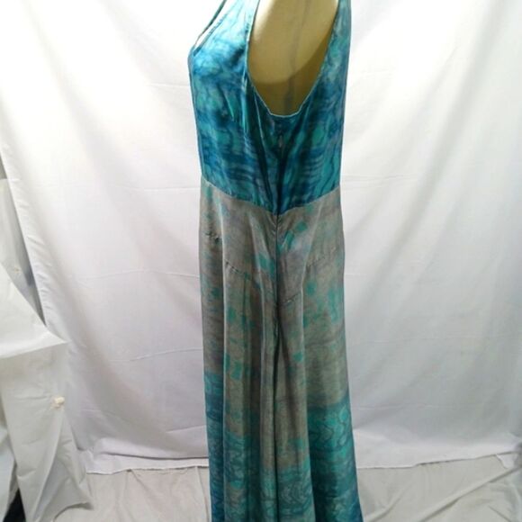 Sundance Watercolor Blue Sleeveless 100% Silk Maxi Dress Vintage Boho Size 12... - Picture 6 of 16